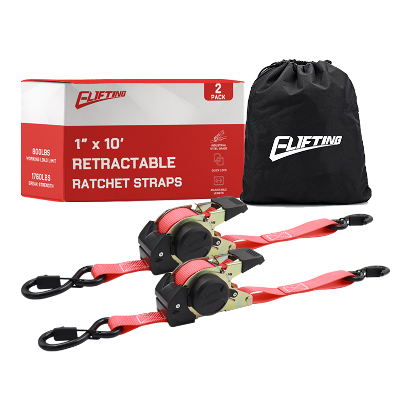 1 "x 10" Autoretract Tie Downs stropper med polstrede håndtag (2PK)